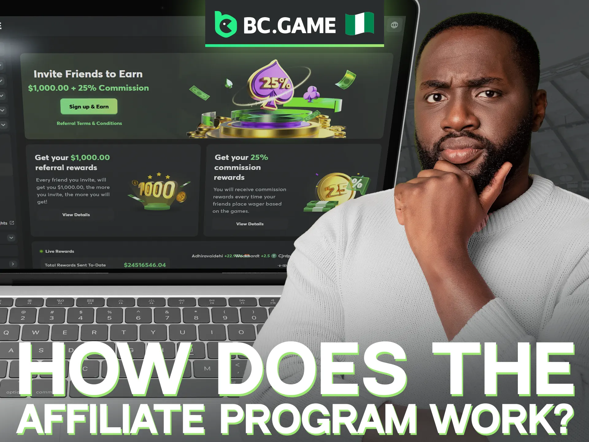 The affiliate program allows you to earn income by attracting new customers to BC Game.