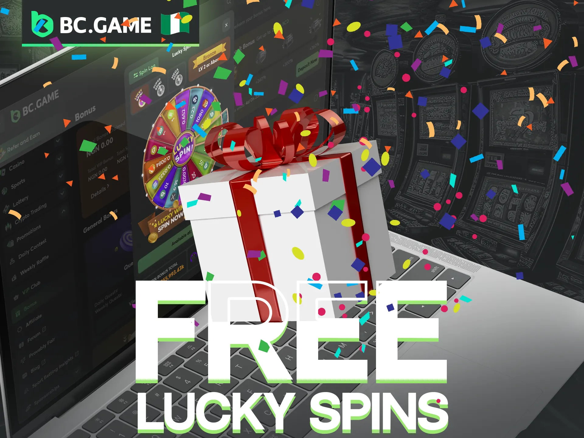 A Free BC Game Lucky Spins bonus for a successful game.