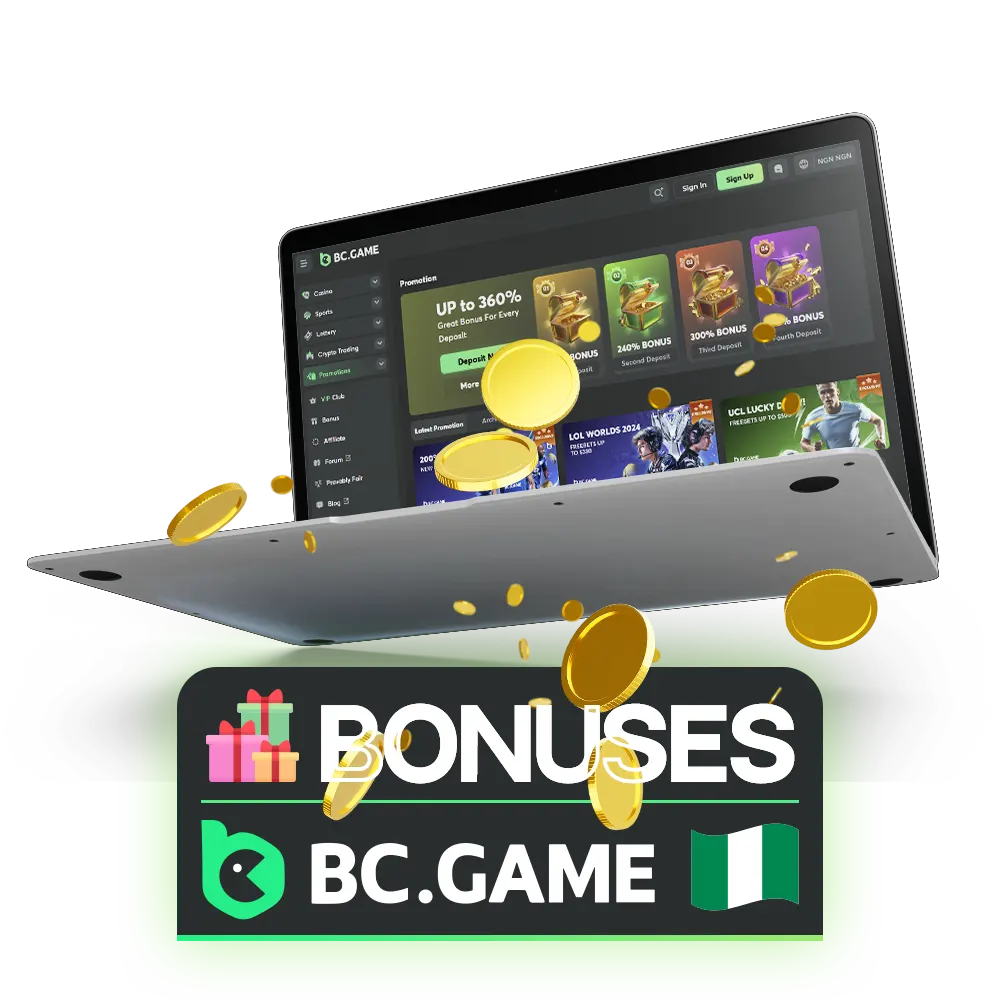 Nice bonuses and promotions for BC Game players from Nigeria.