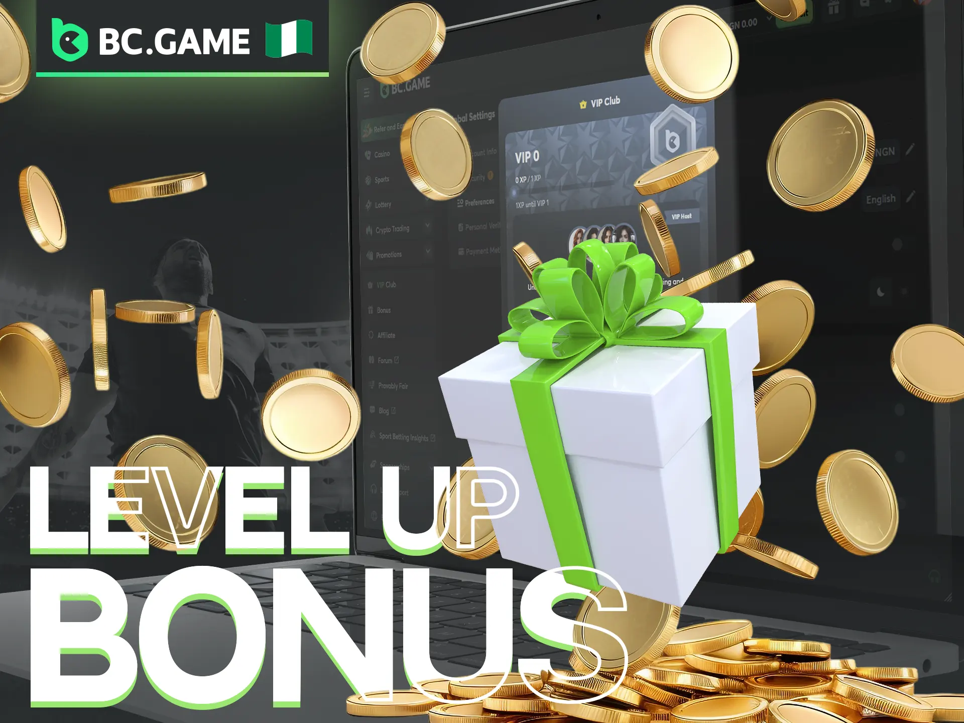 A great BC Game Level up bonus for a successful game.