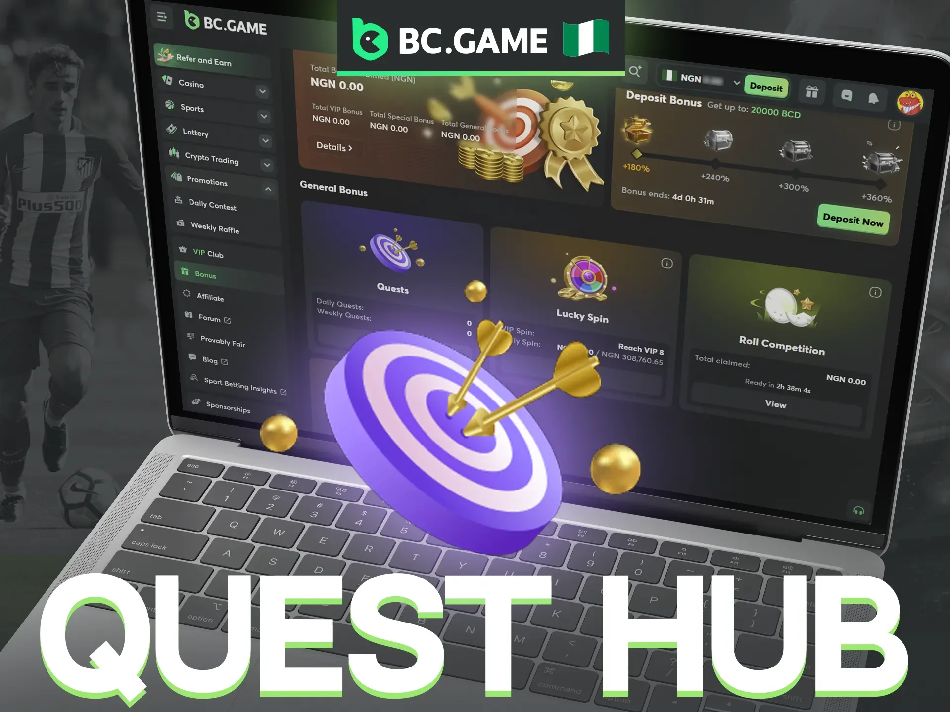 A unique BC Game Quest Hub bonus for a successful game.