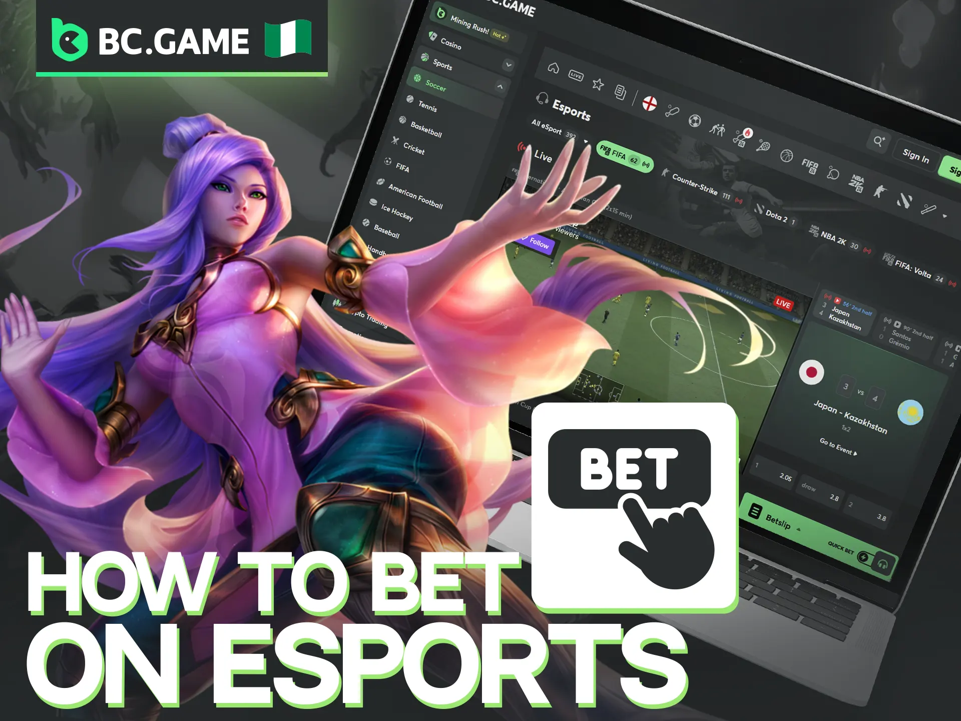 Enjoy our step-by-step guide for esports betting at BC Game.