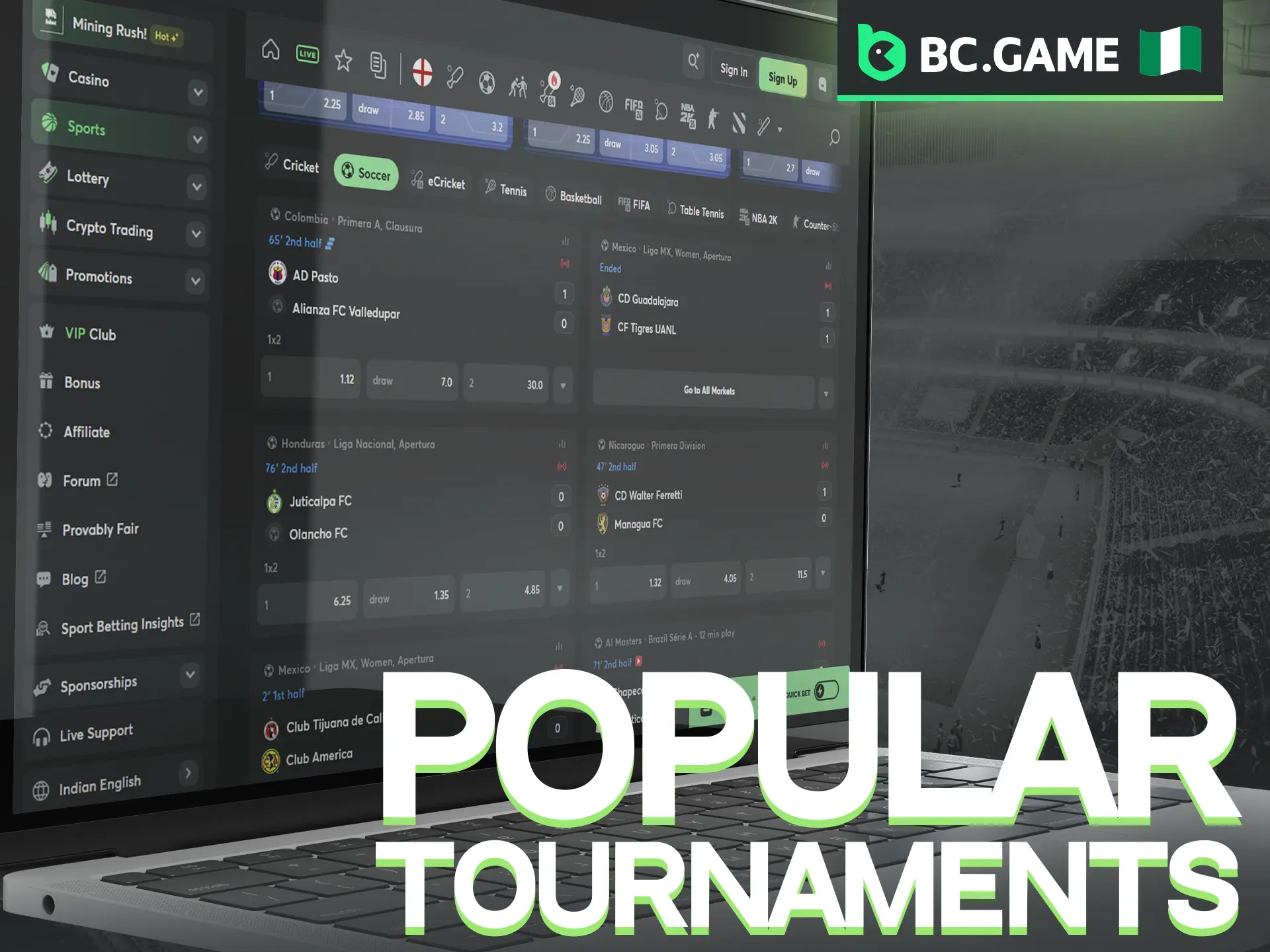 BC Game has a lot of popular tournaments to place bets.