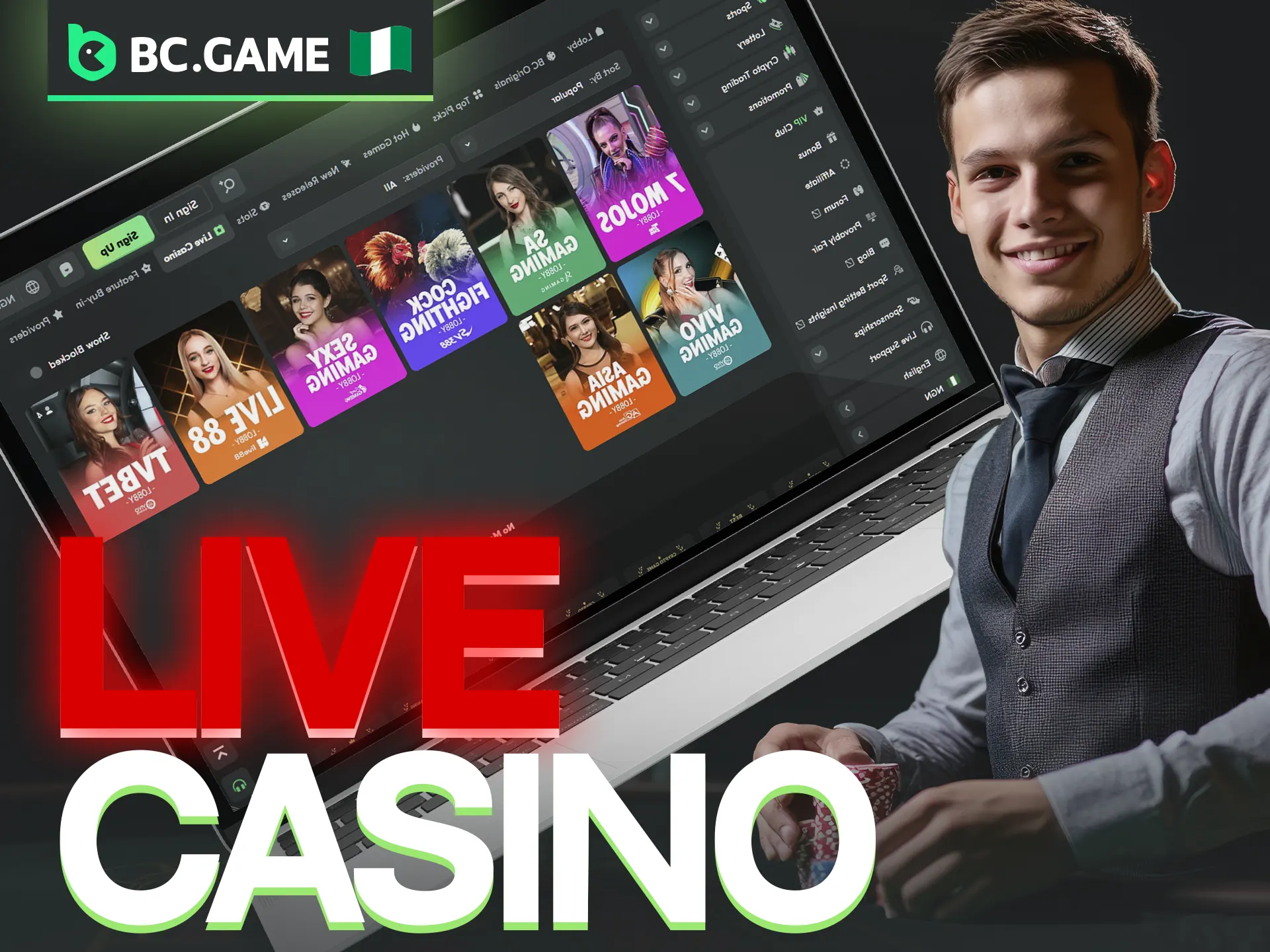 Play live casino games at BC Game.