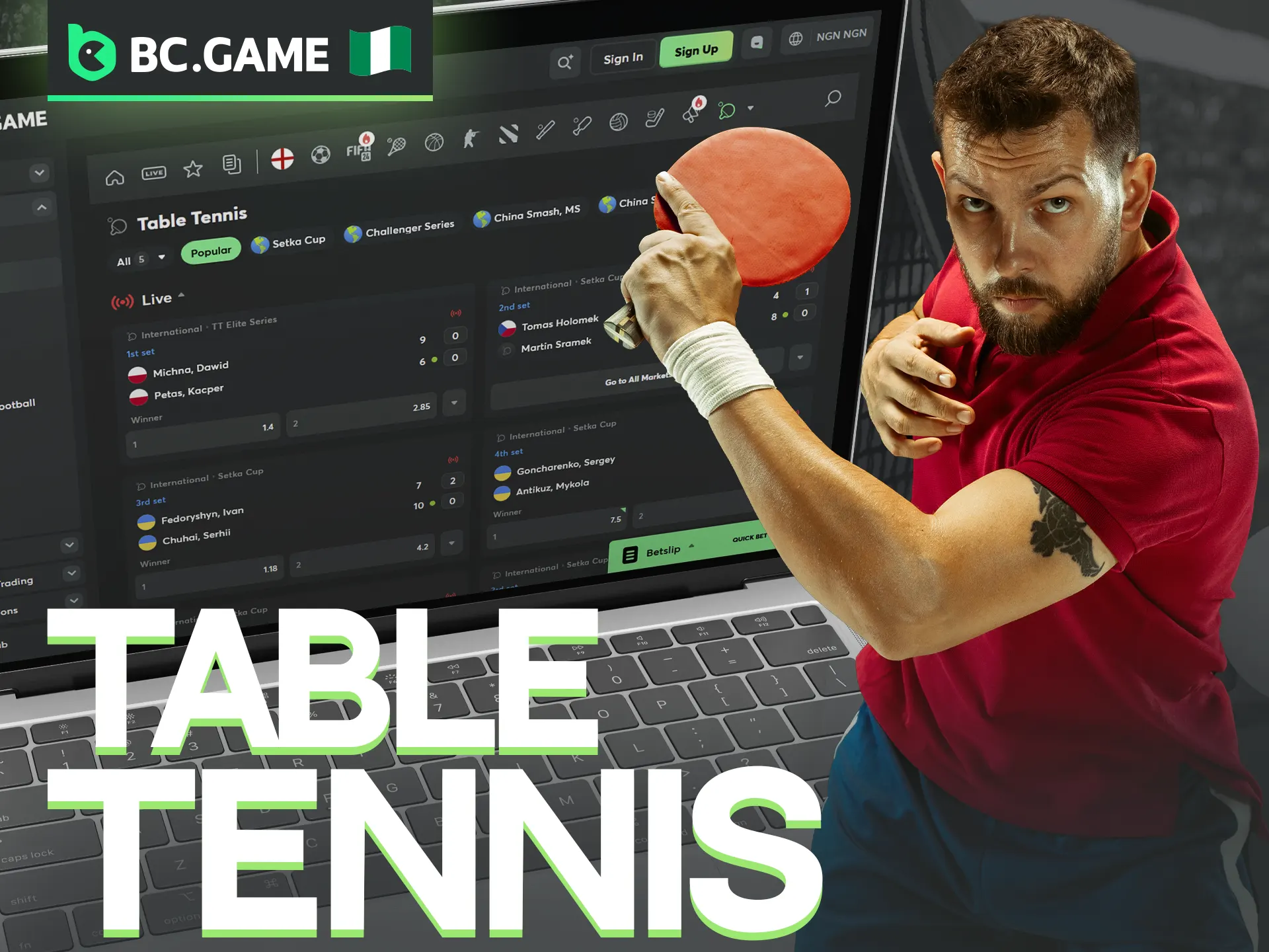 Use BC Game for table tennis betting.