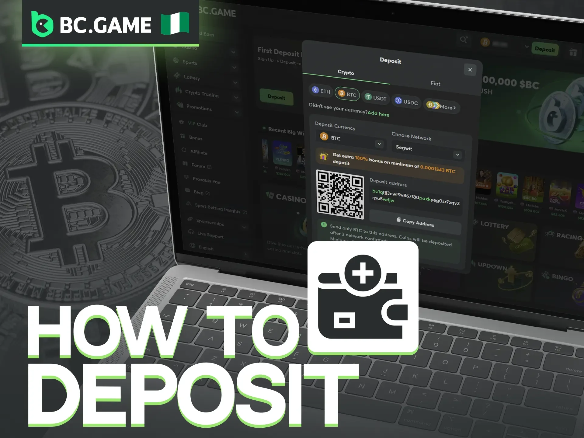 A step by step guide on how to make a deposit on a BC Game.