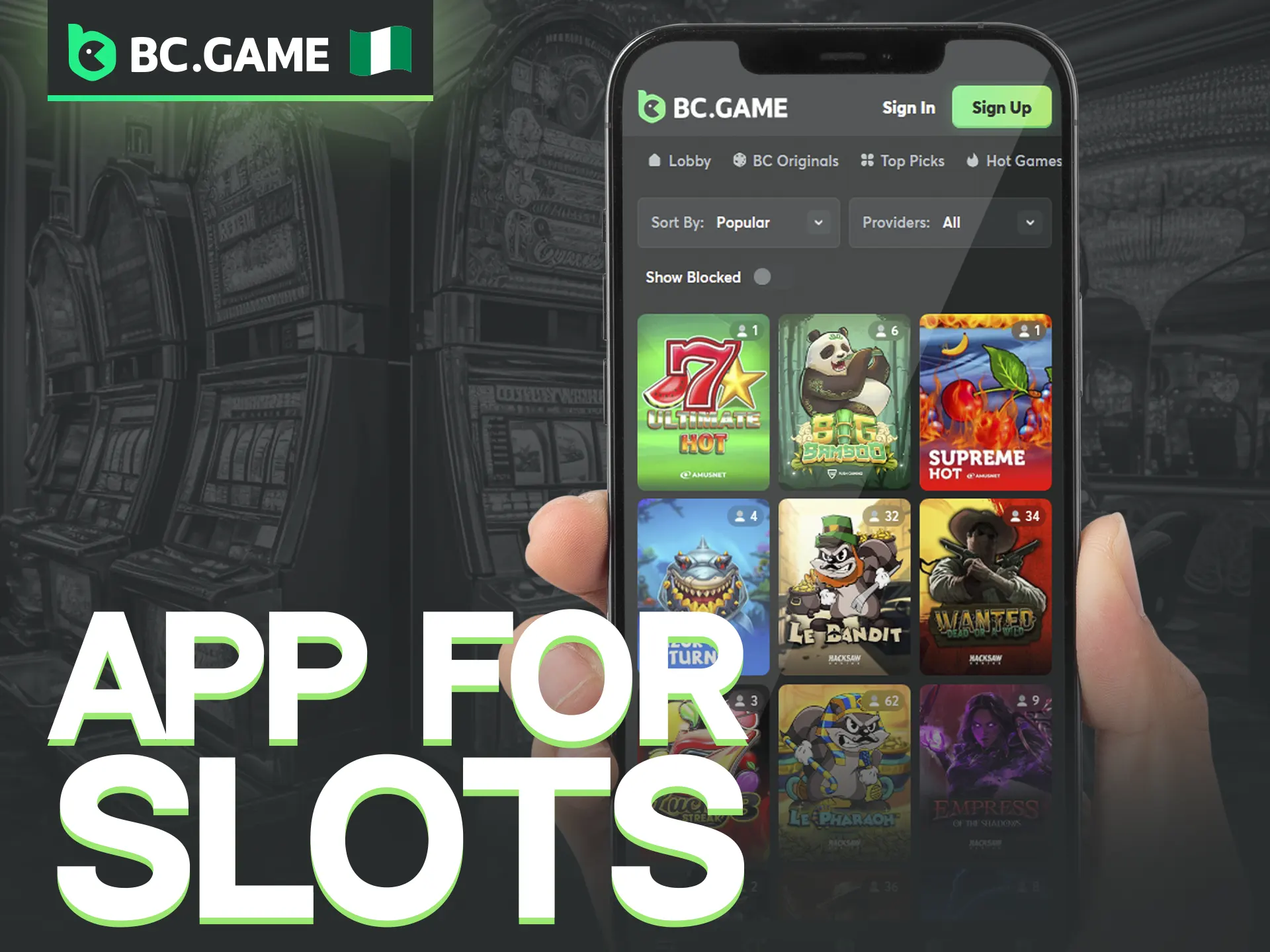 BC Game has mobile app to play slots more quickly.