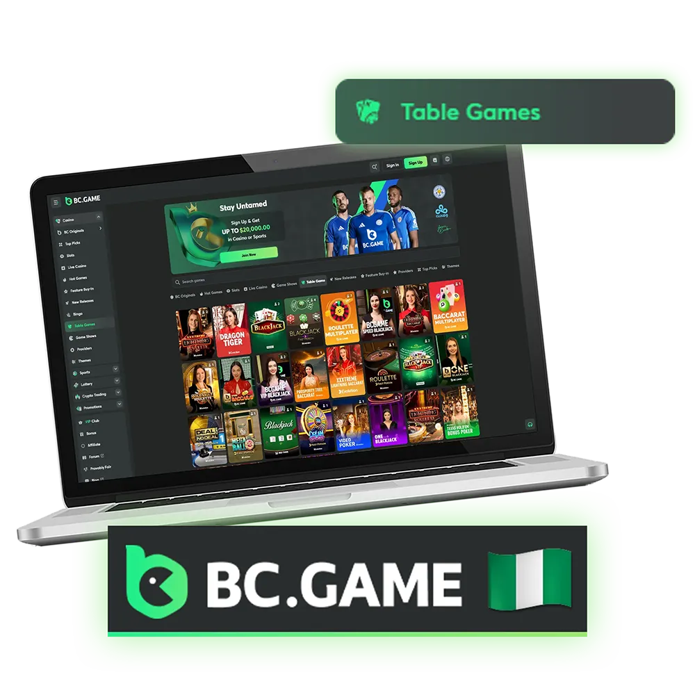 BC Game offers many games in the table games section of the casino.