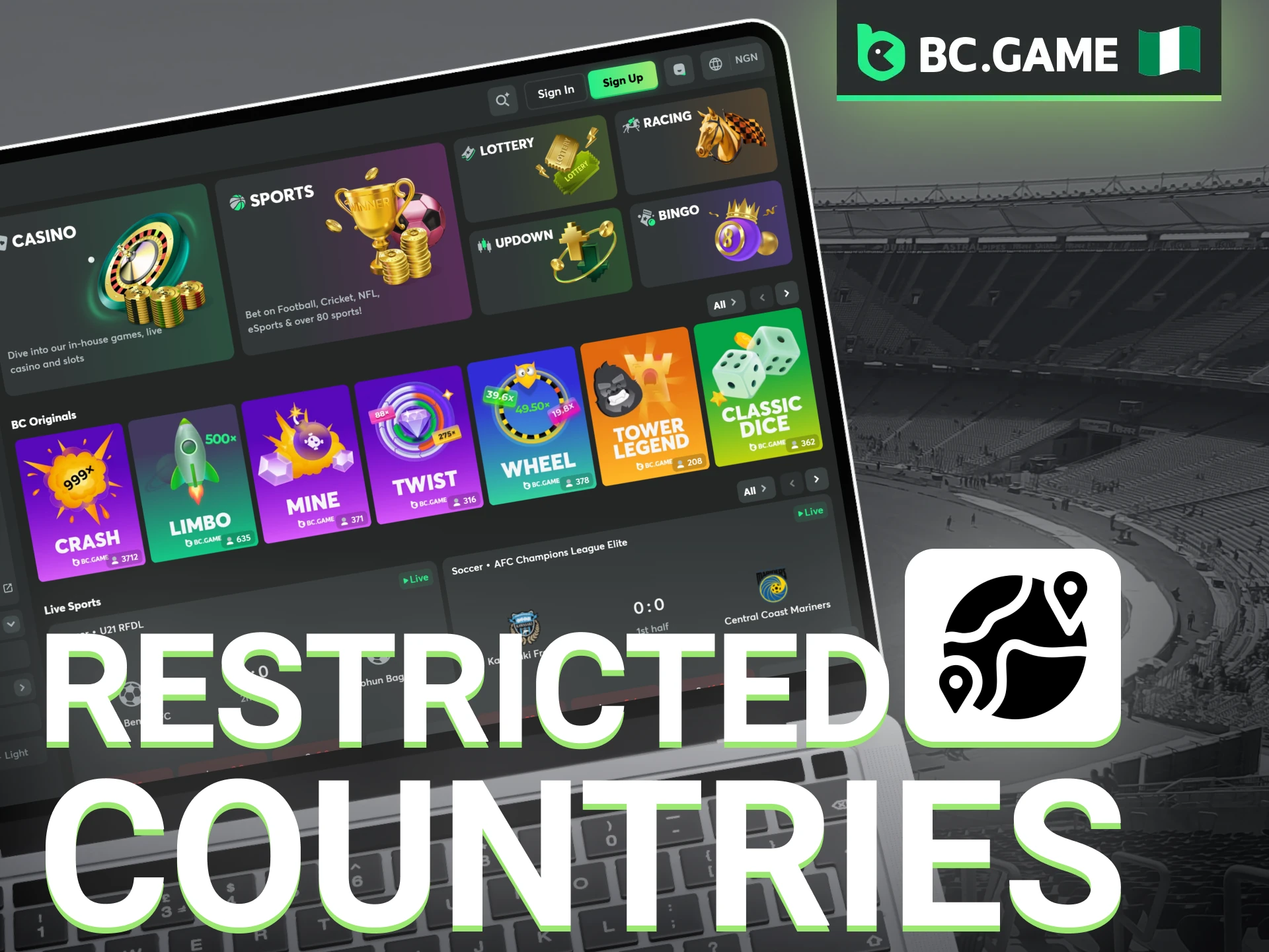 BC Game restricts access in some countries.