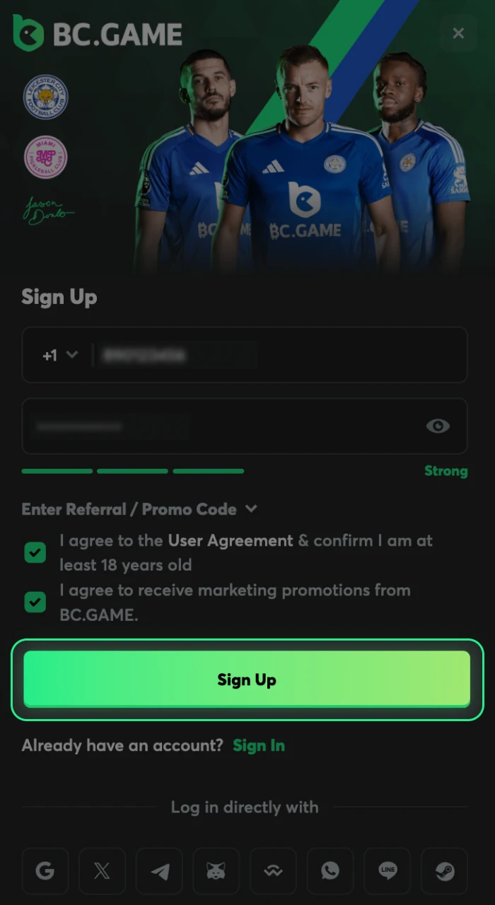 Once you have access to your BC Game account you can start betting.