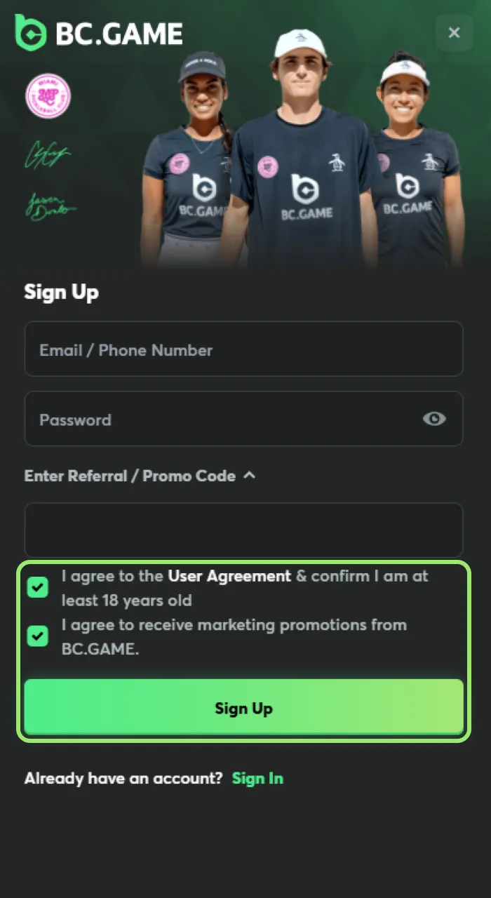 Accept terms to join BC Game Nigeria today.