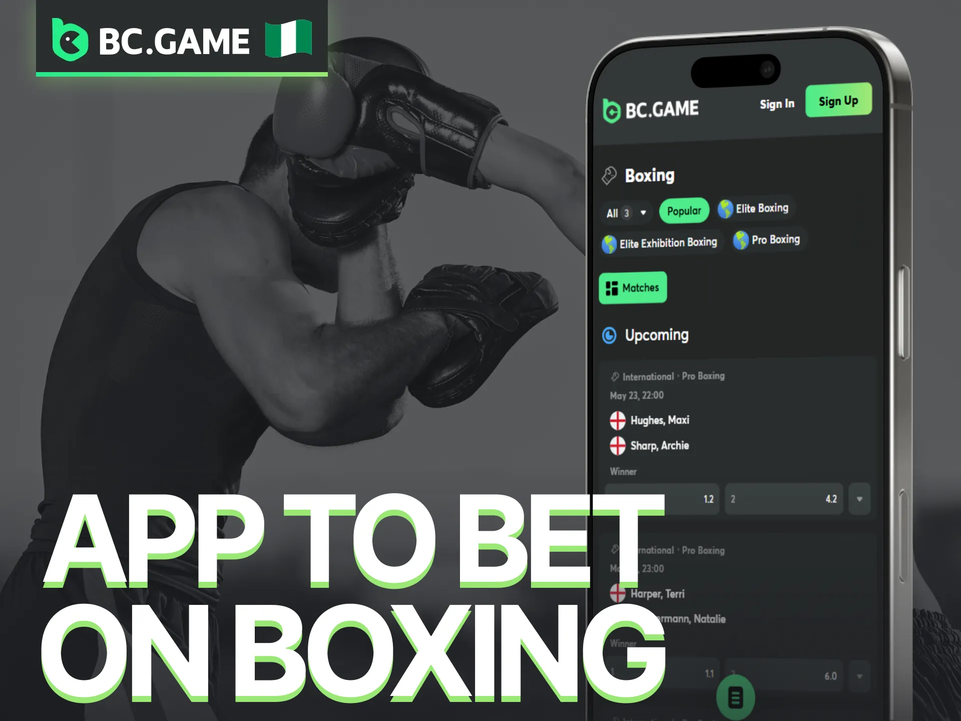 Download the BC Game app in Nigeria to place your boxing bets.