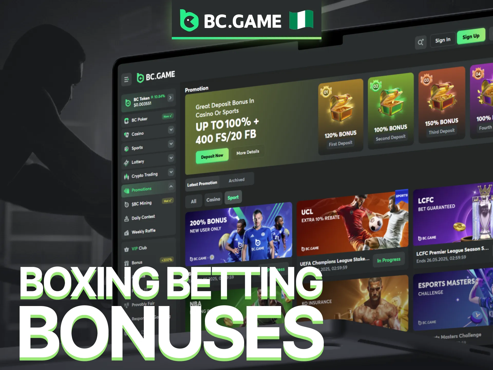 Claim exciting boxing betting bonuses at BC Game Nigeria.