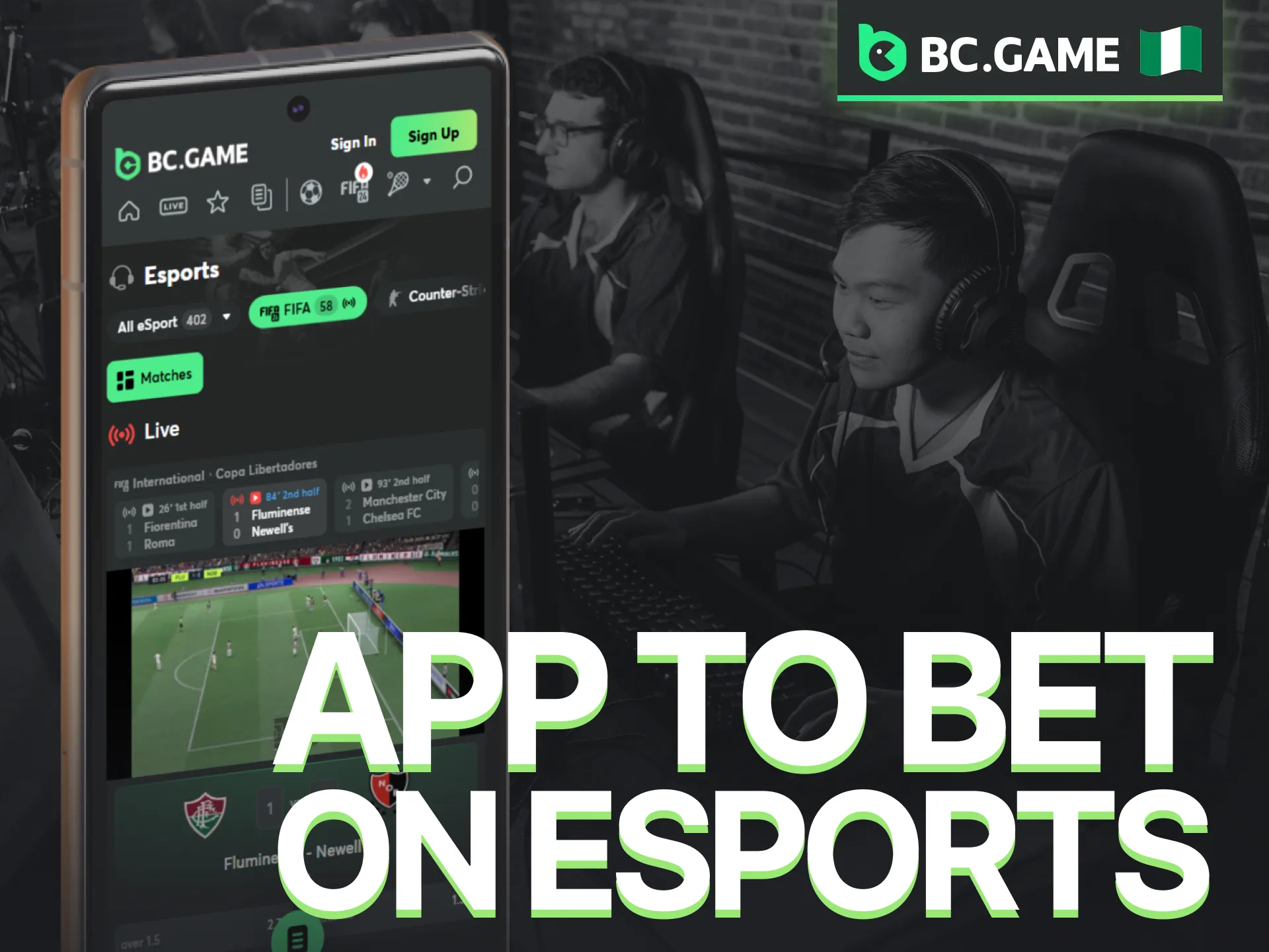Download the BC Game app in Nigeria to place bets on eSports.
