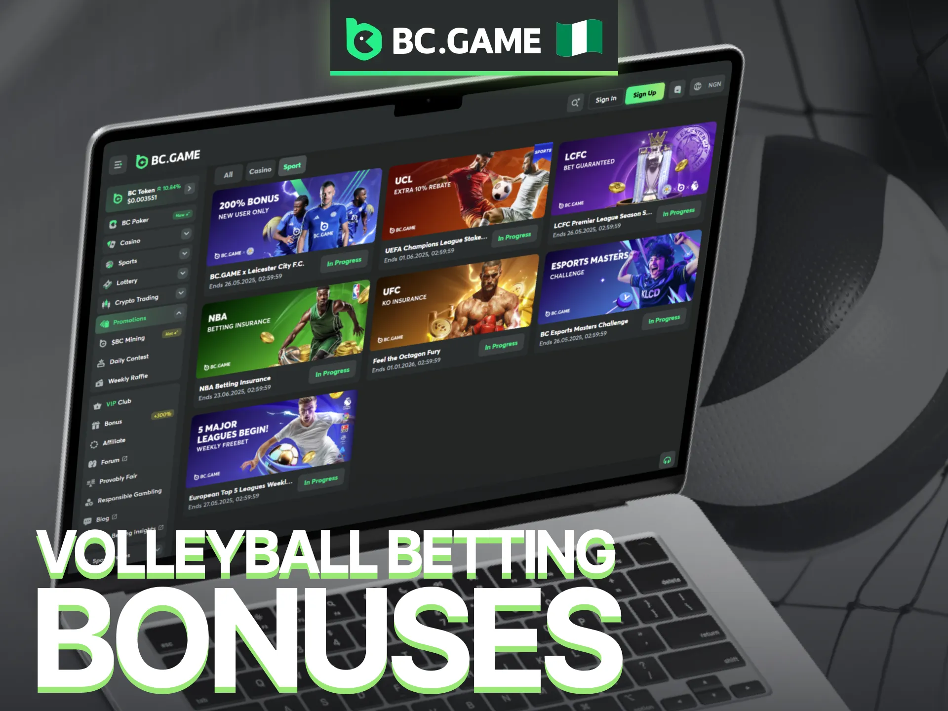 Enjoy exclusive volleyball betting bonuses with BC Game Nigeria.