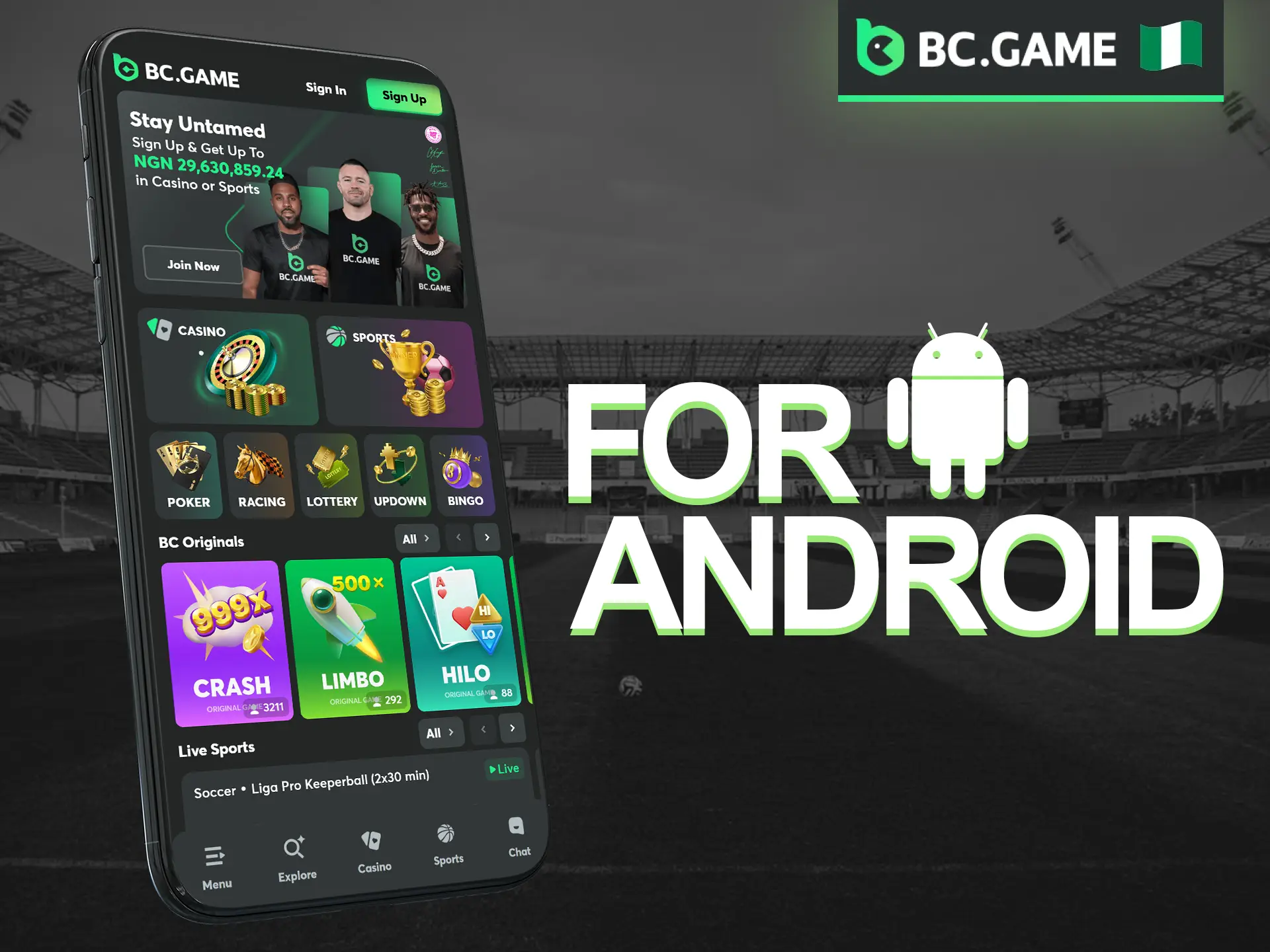 Use the BC Game PWA on your Android device.