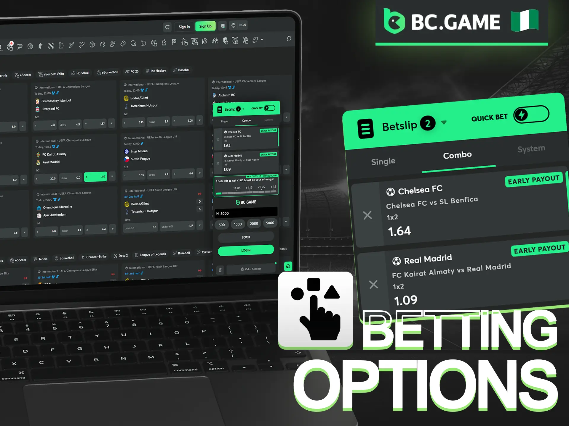 BC Game offers its players various types of bets.