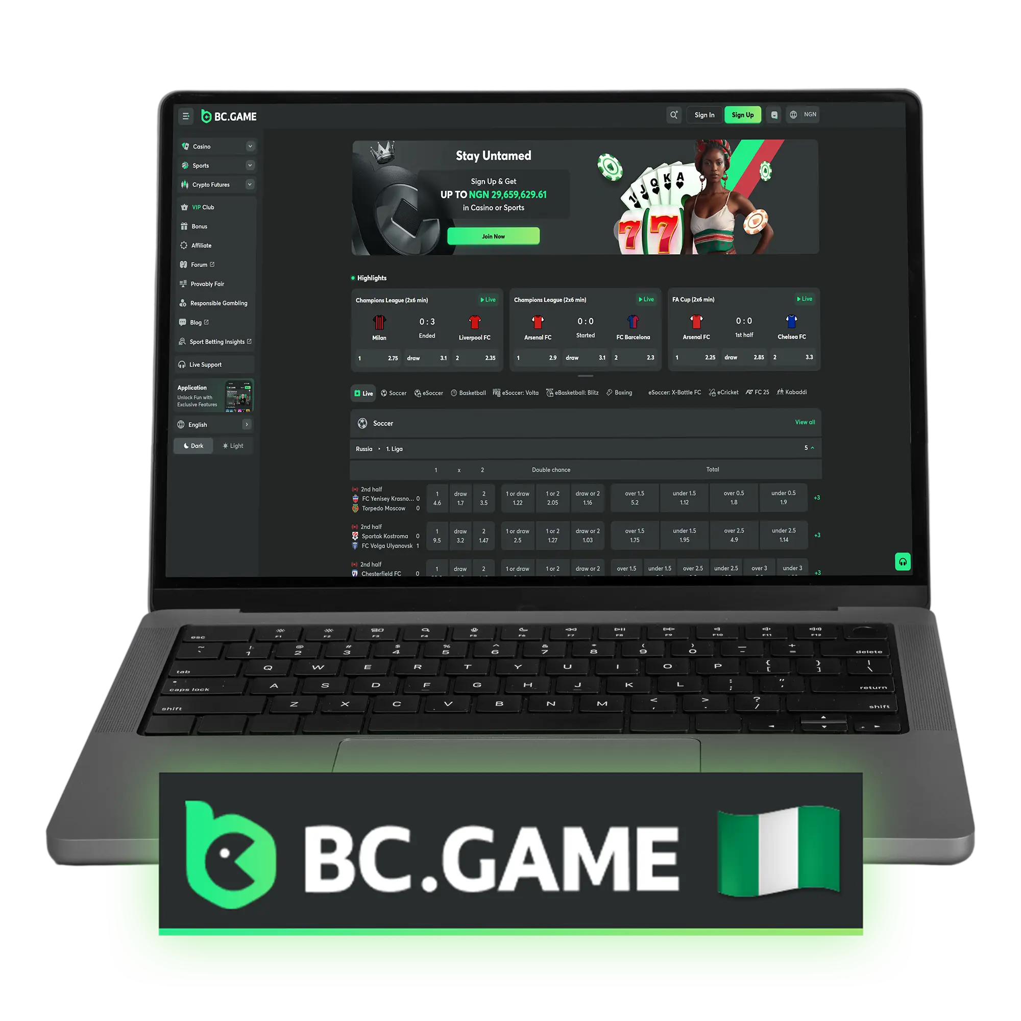 BC Game is a licensed betting site in Nigeria that offers a wide range of games and sports betting.