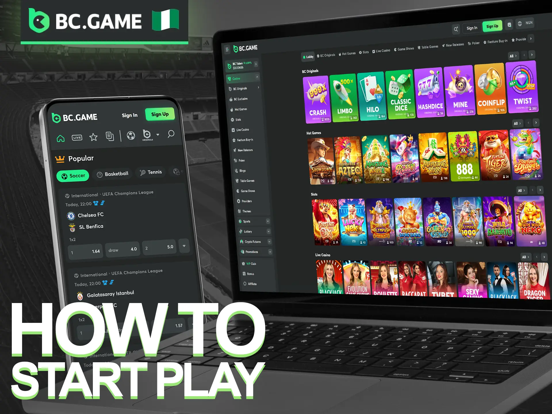 Log in to your account, top up your deposit, and start playing and betting on BC Game.