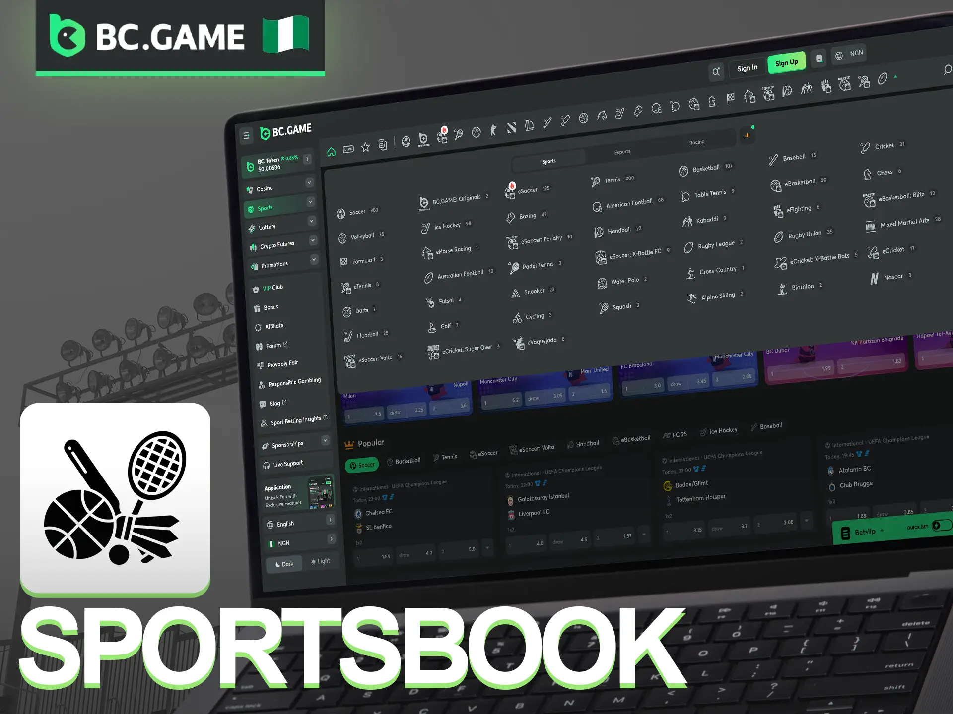 A wide range of sports are available for betting on the BC Game.