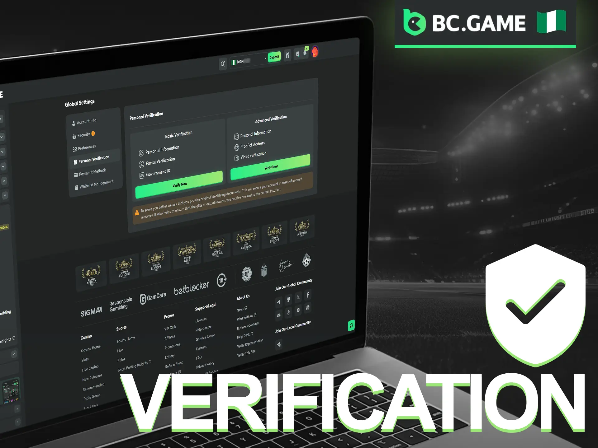 Verify your BC Game account to ensure security and enable withdrawals.