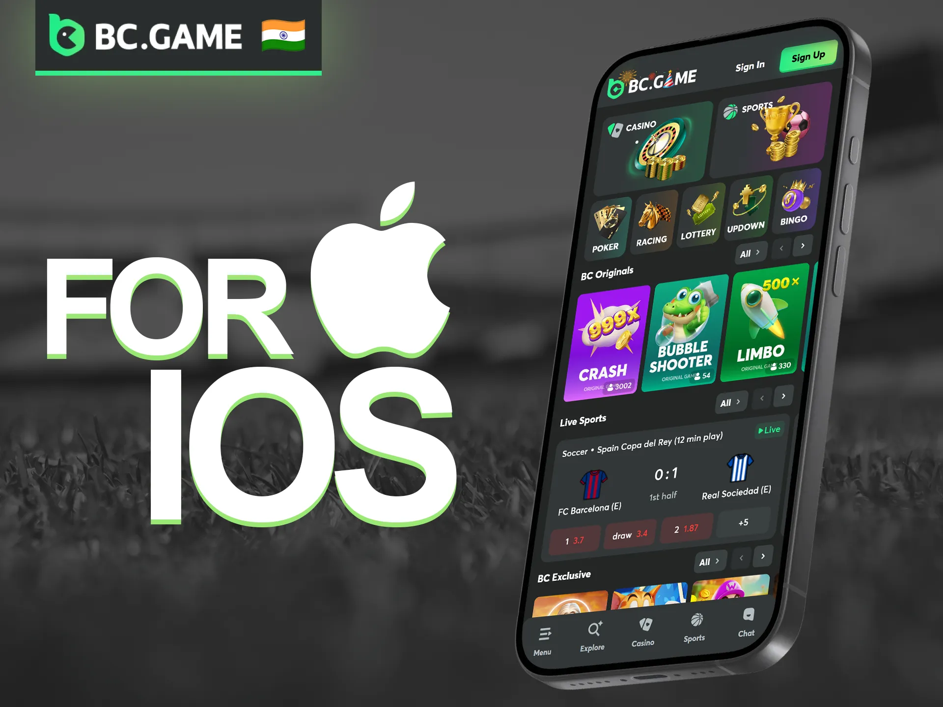 Get full access to the platform, payments, and automatic updates in the BC Game app for iOS.