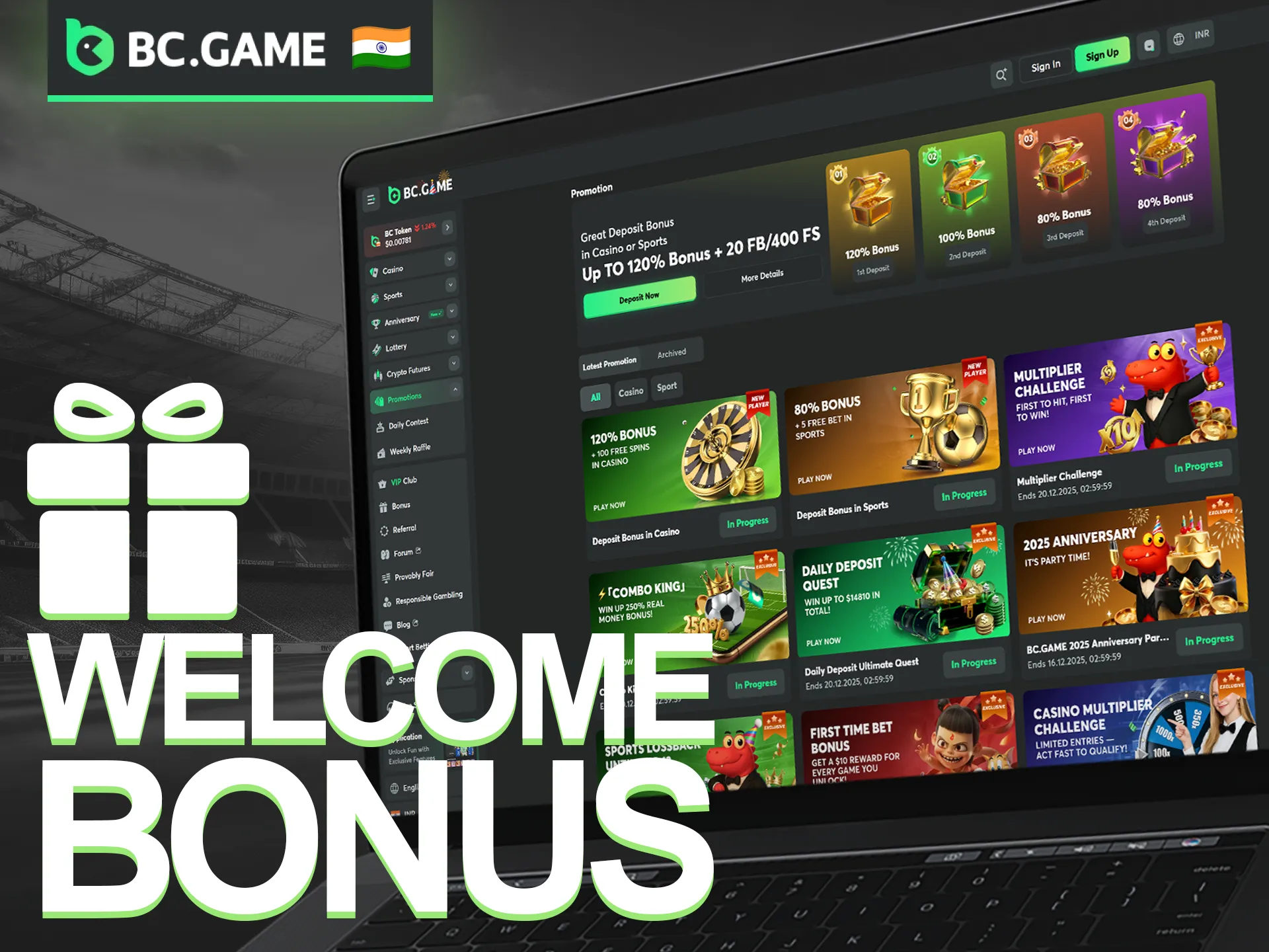 Place your bets on BC Game and receive a welcome bonus on your first four deposits.