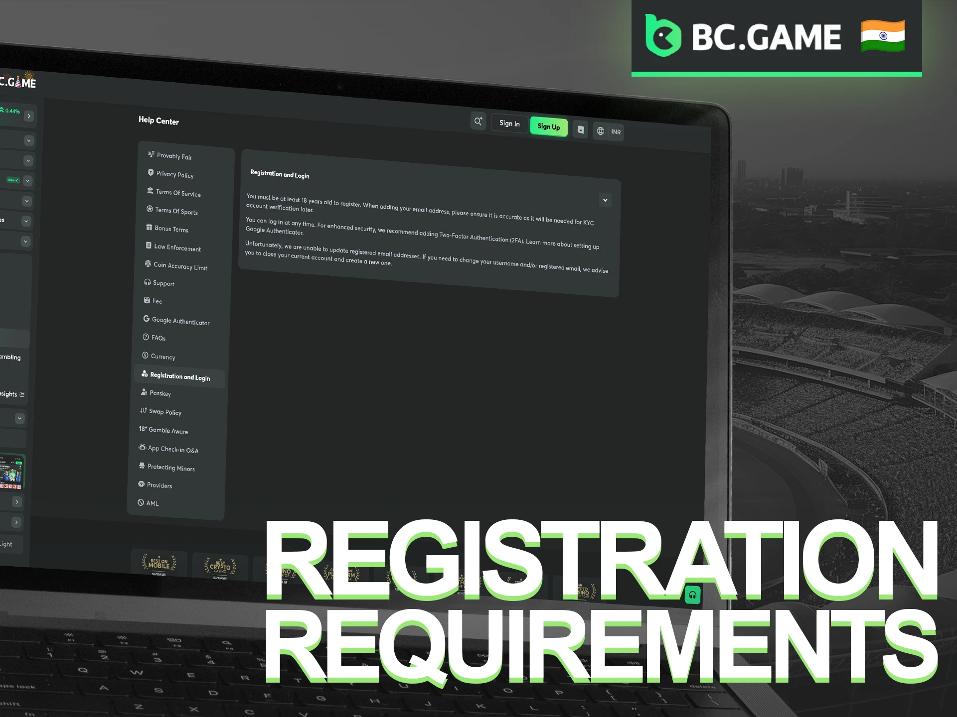 Follow BC Game rules to avoid problems with account registration.