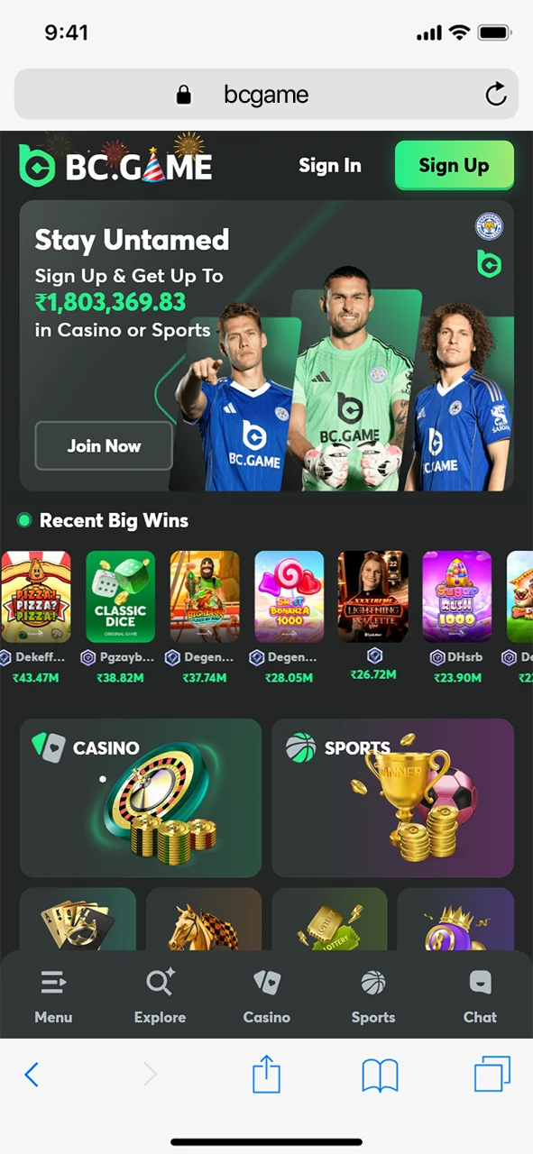 Open the official BC Game website in Safari to begin the iOS installation.