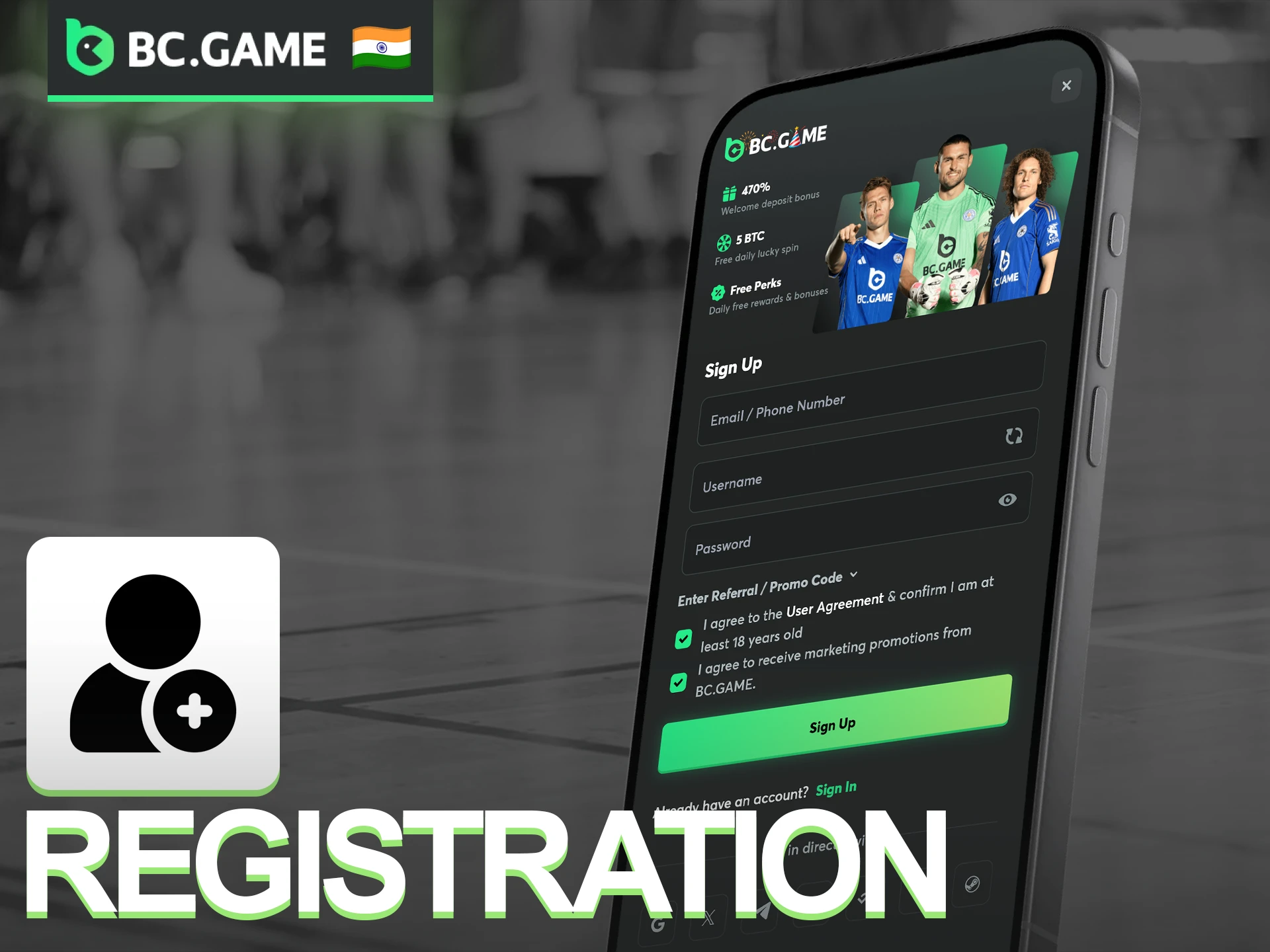 Complete the BC Game App registration to join the premier Indian gaming community.