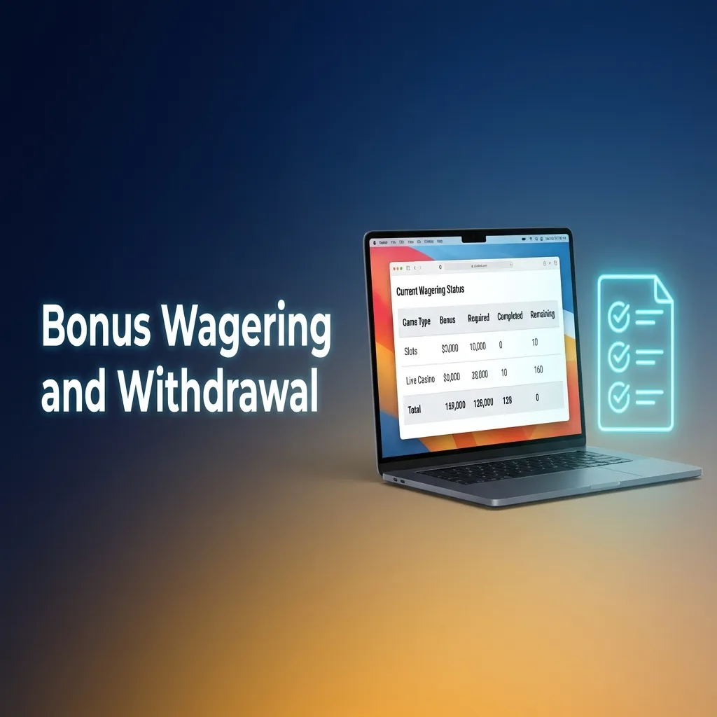 Casino bonus wagering requirements diagram showing separate bonus account and withdrawal process flowchart