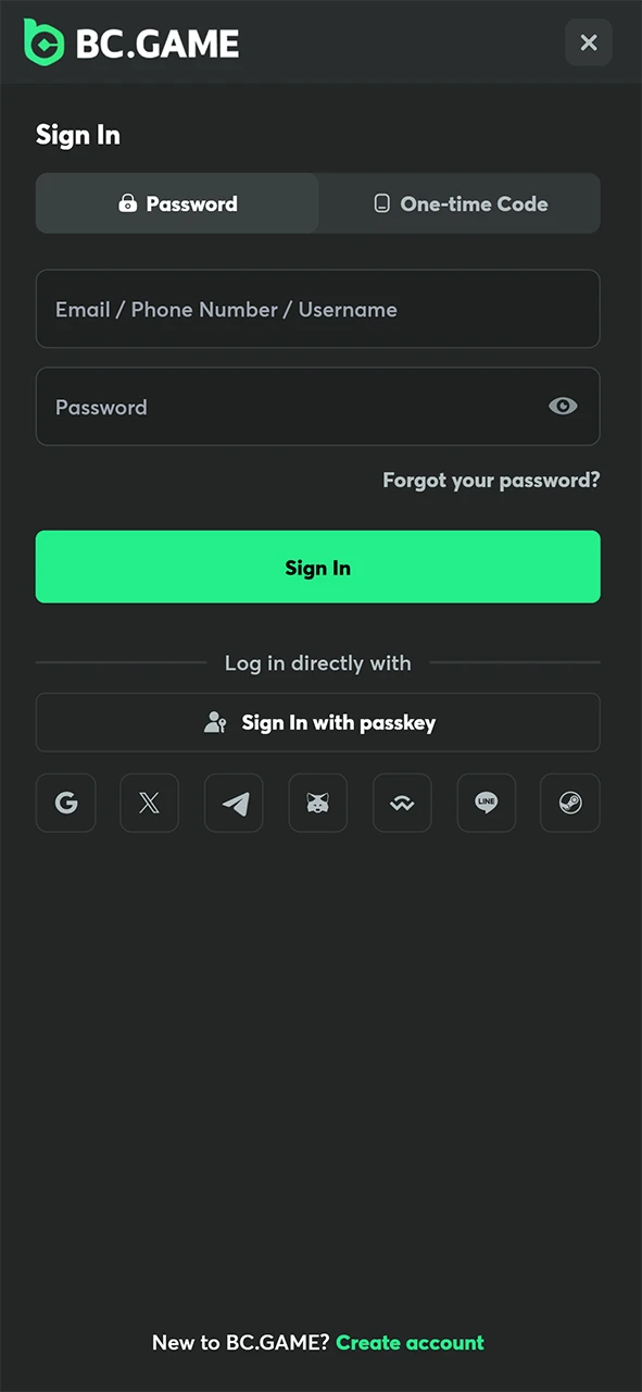 Log In to Your BC Game Account to begin your Casino journey in India.