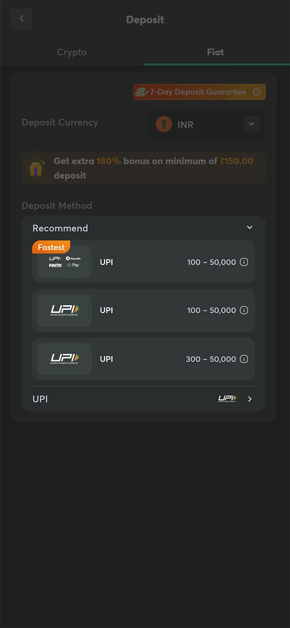 Choose a Payment Method to complete your BC Game Deposit quickly.