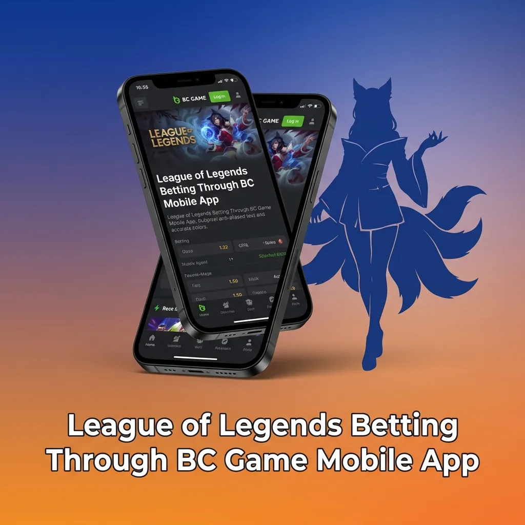 Person using smartphone to place League of Legends esports bets on BC Game mobile app interface