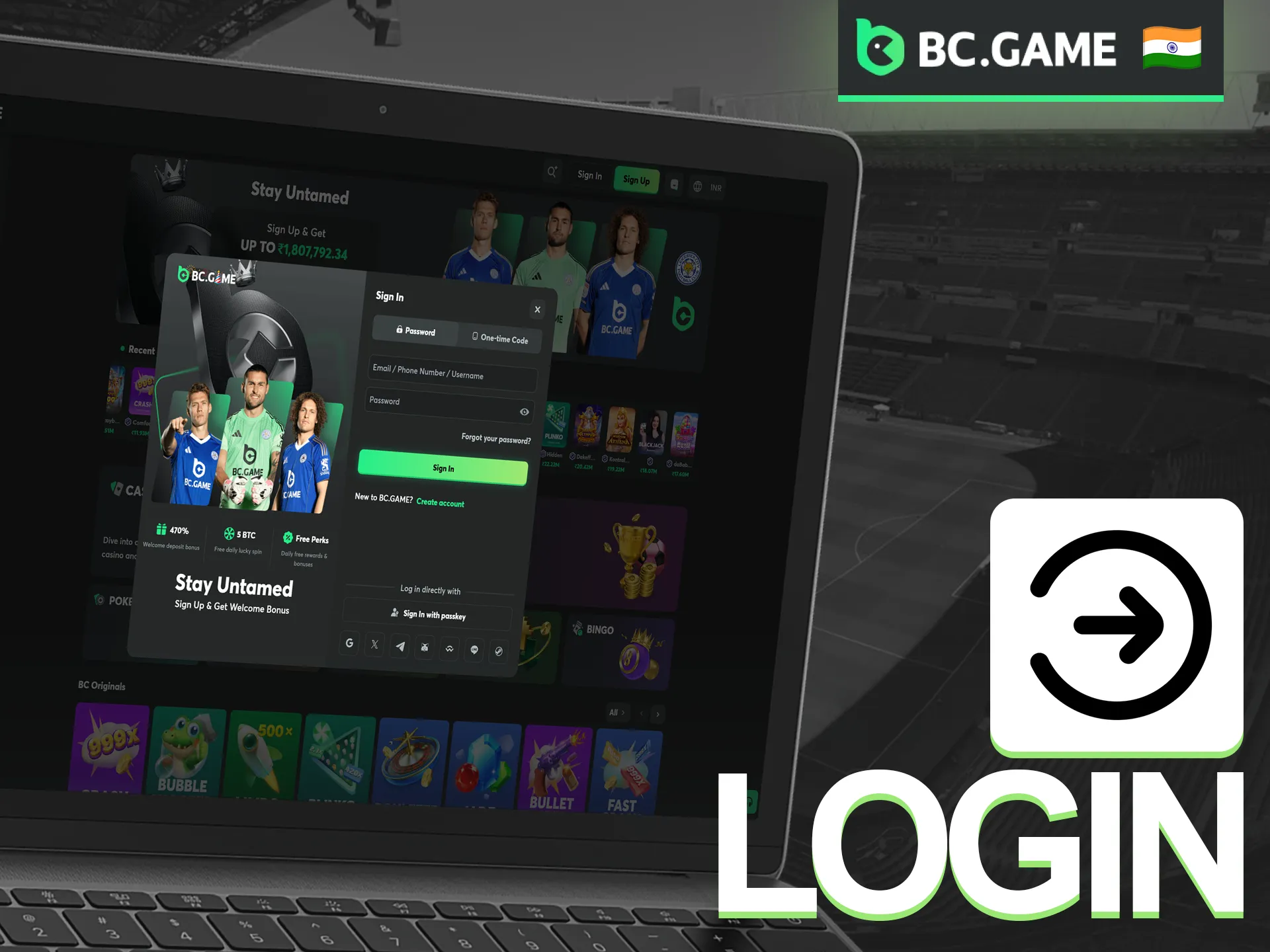 Access your personal BC Game account to manage your bets and balance.