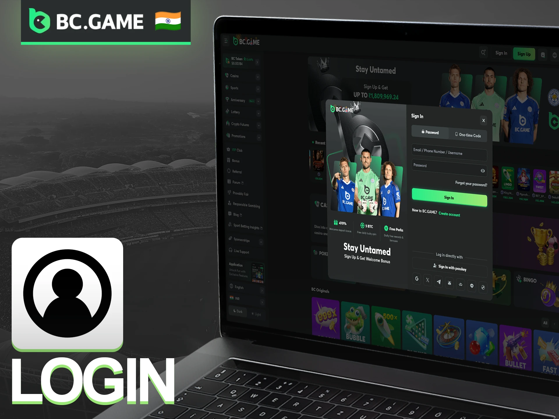 Perform a secure BC Game login to manage your personal gaming profile.