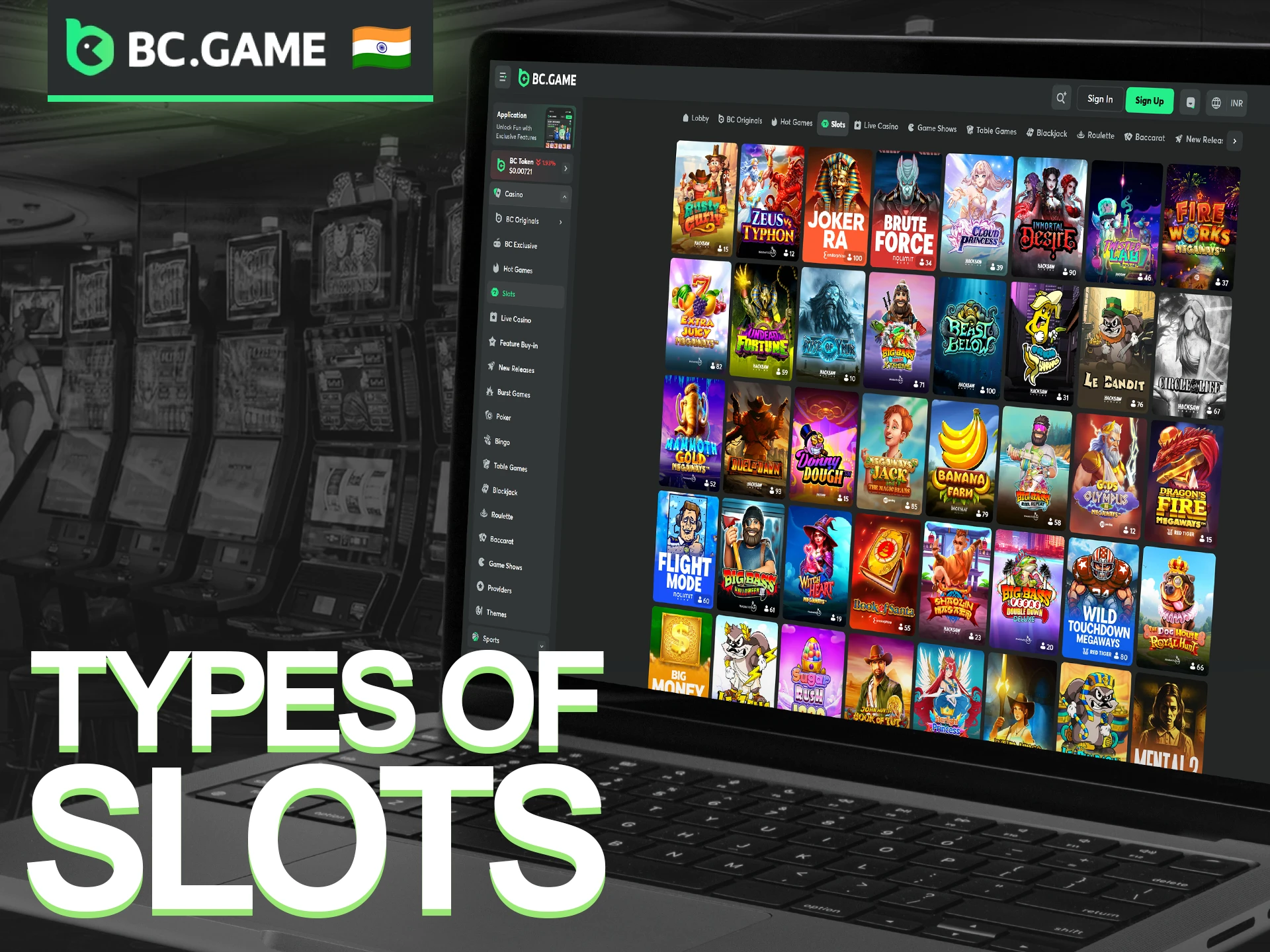 Explore various official Types of Slots at BC Game Casino for fun.