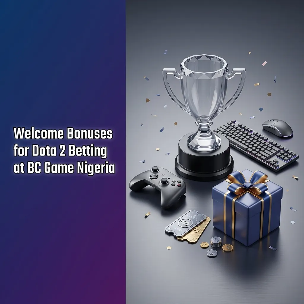 BC Game Nigeria welcome bonus interface showing 360% deposit bonus offer for Dota 2 betting with registration steps
