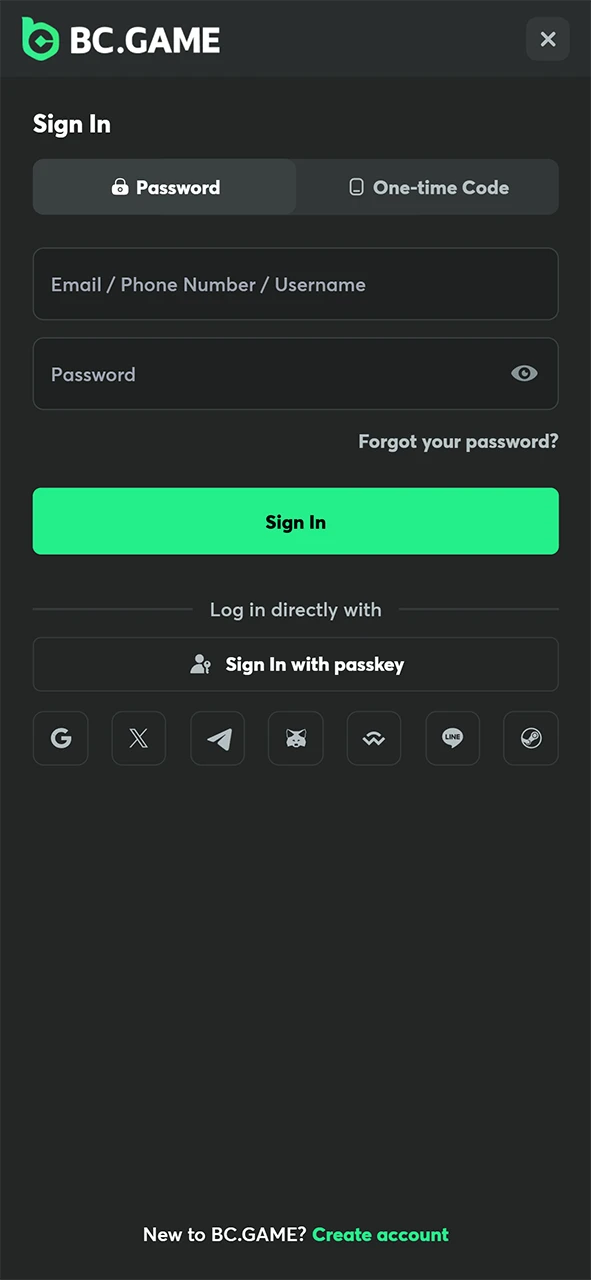 Open Your BC Game Account to initiate the BC Game Withdraw process in India.