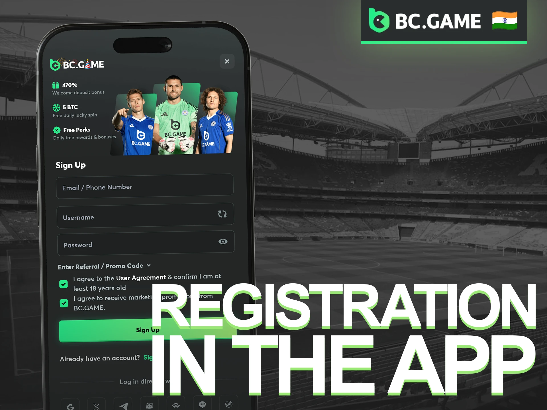 Start your BC Game registration in the app for a faster gaming experience.