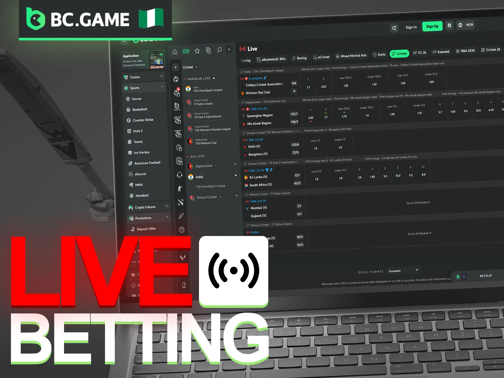 Watch real-time broadcasts and make instant predictions at BC Game IPL.