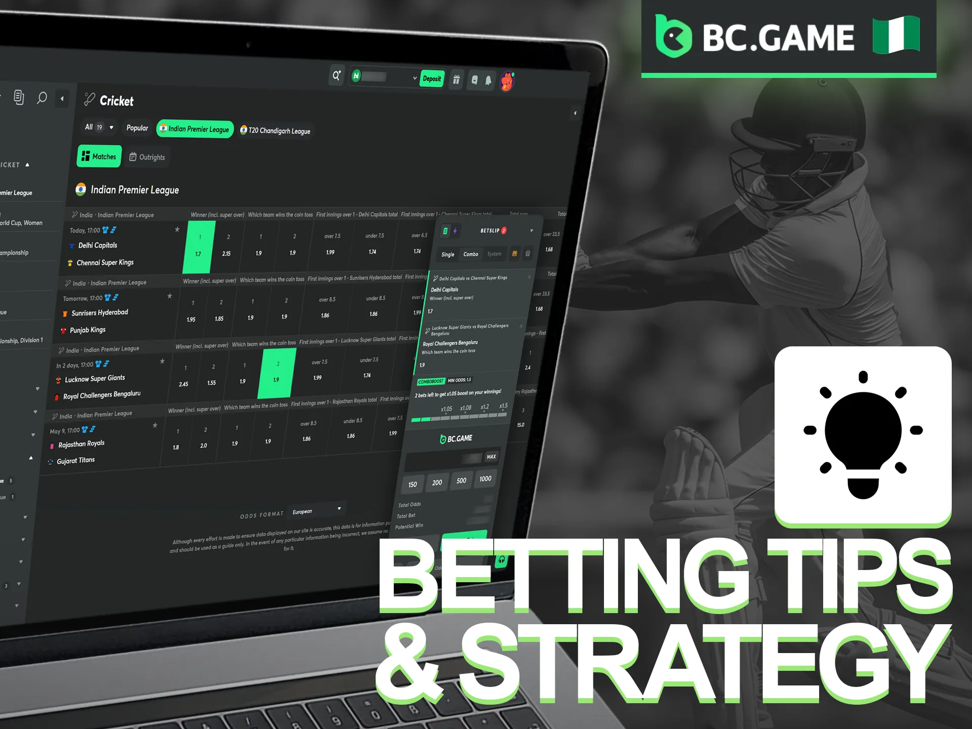 Apply professional tactics to improve your results on BC Game IPL.