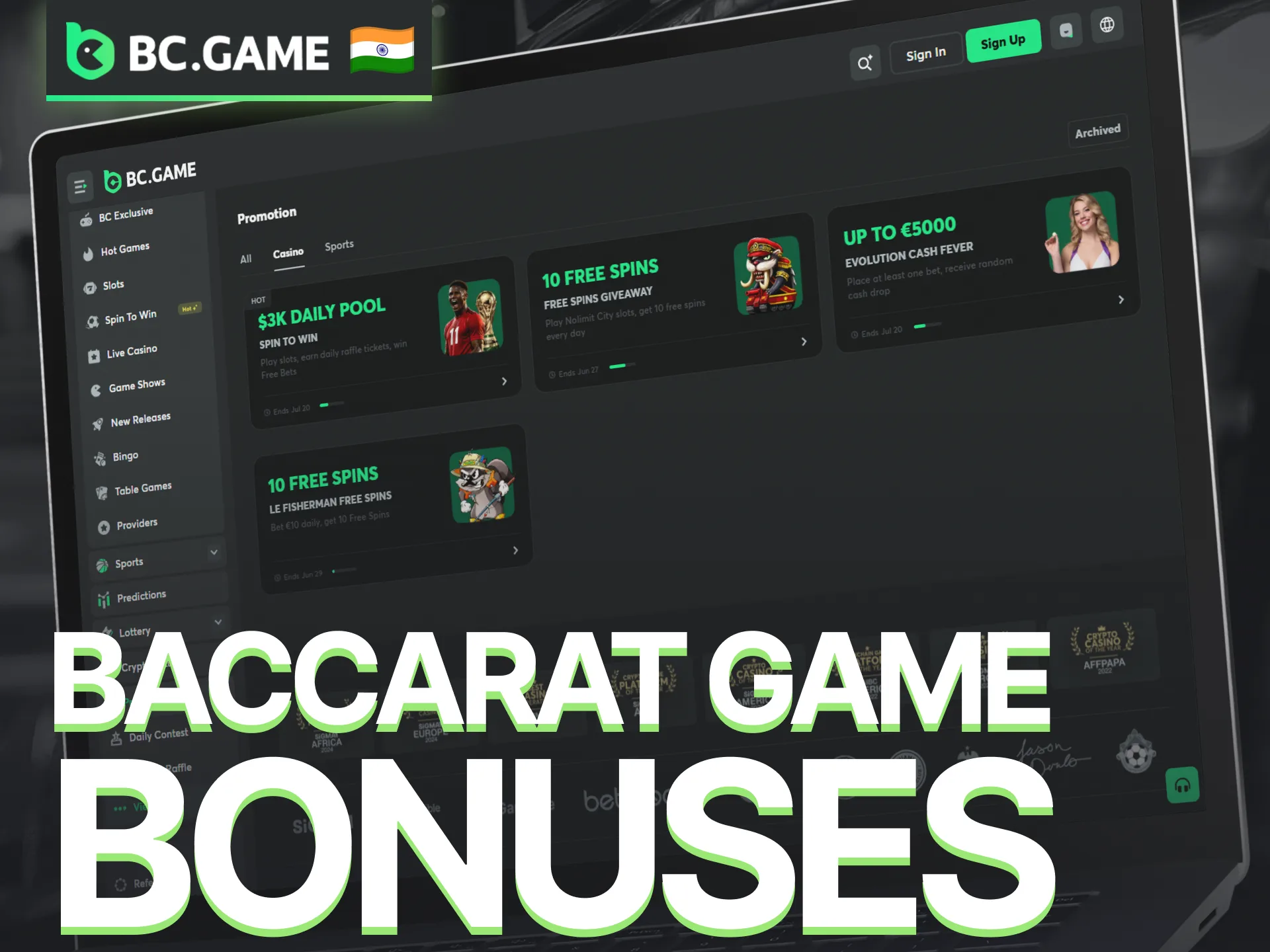 Claim BC Game bonuses and promotions available for Baccarat players.