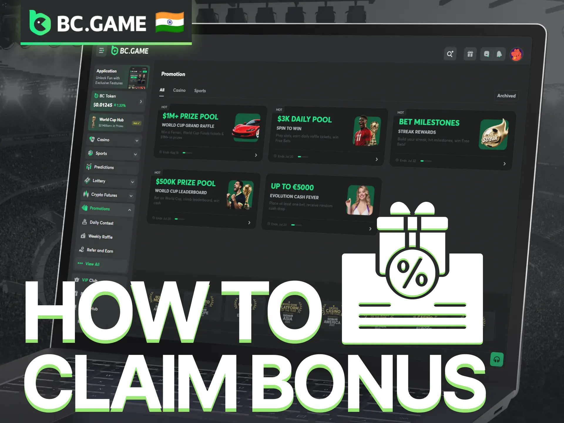 Learn how to claim a bonus on BC Game and activate available rewards.