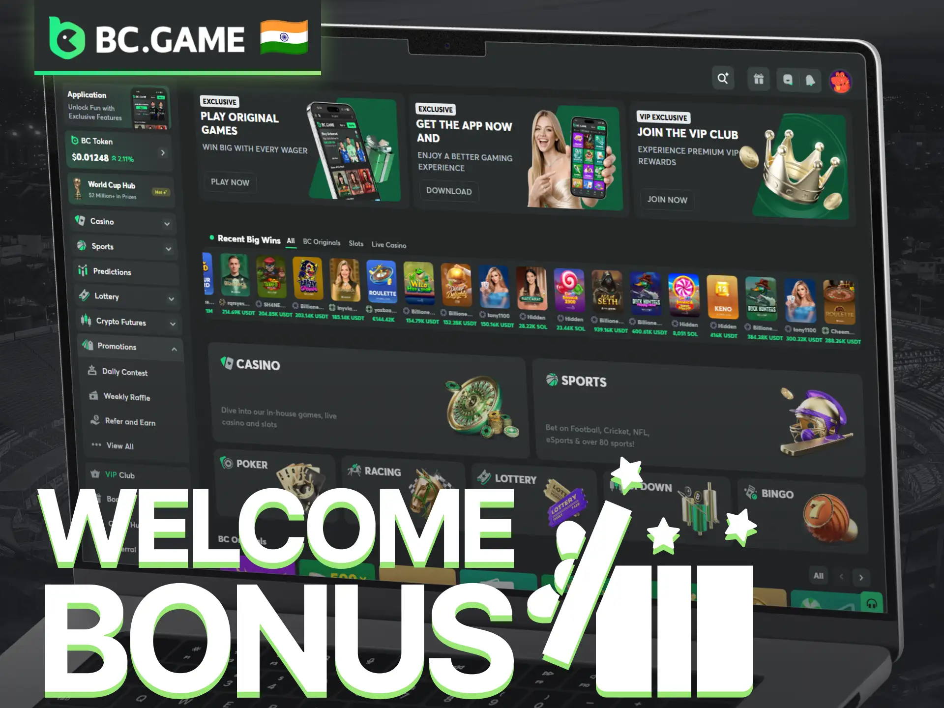 Claim the BC Game welcome bonus and receive extra rewards as a new player.