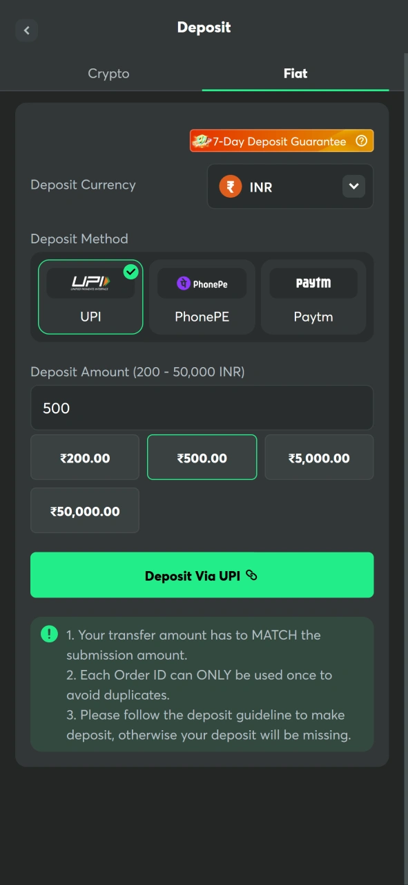 Add funds to your BC Game balance before starting gameplay.