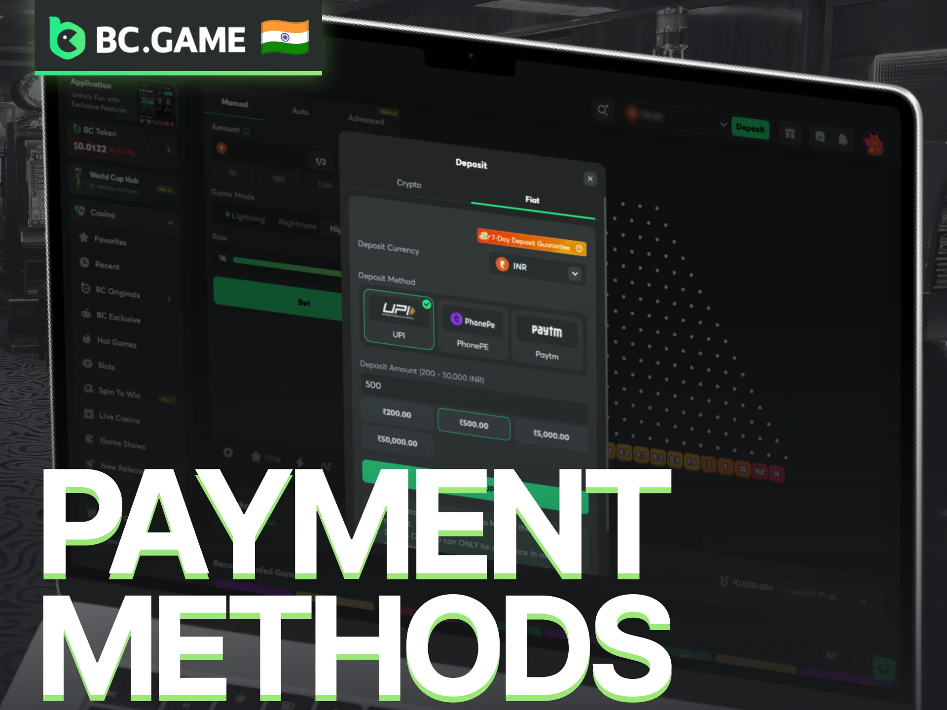 Use supported payment methods on BC Game for Plinko deposits and withdrawals.