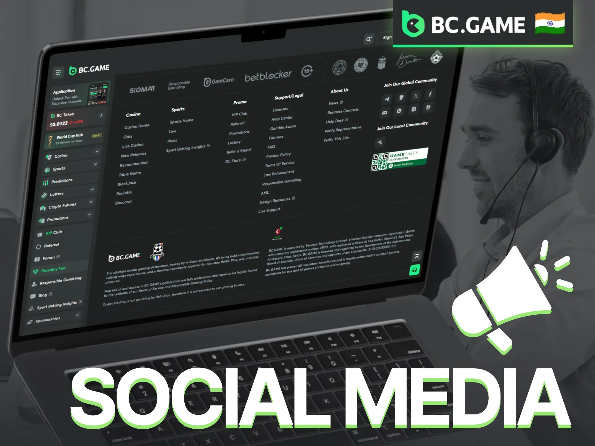 Connect with BC Game through social media channels for updates and support.