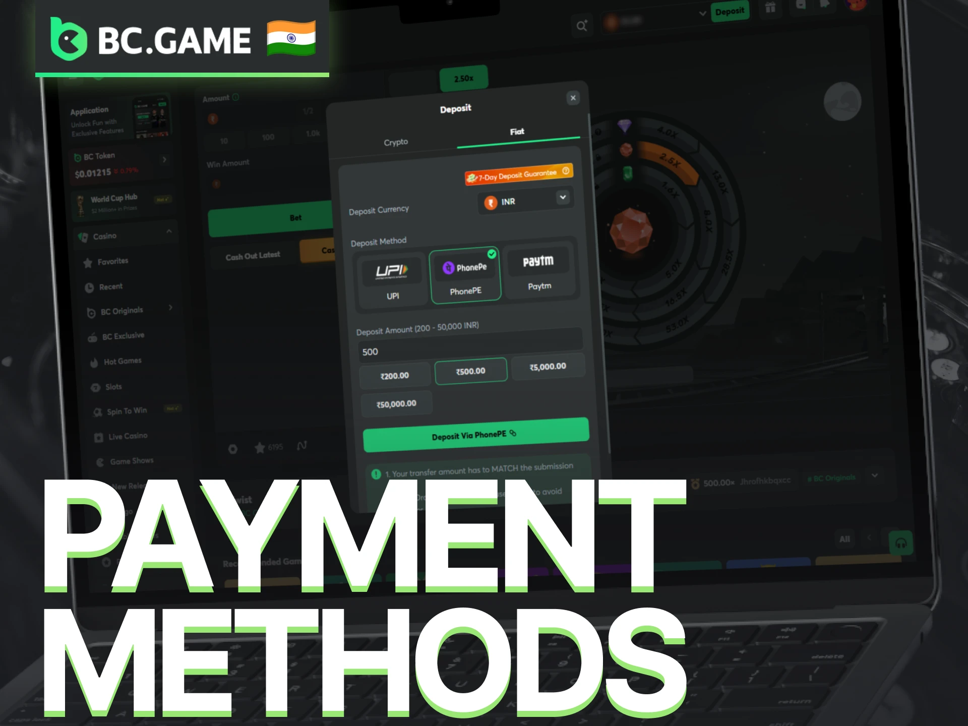 Use supported payment methods on BC Game for Twist game deposits and withdrawals.
