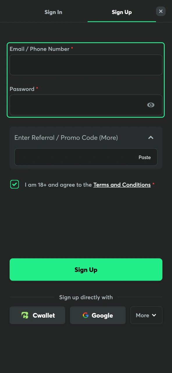 Enter your account information accurately during the BC Game registration process.